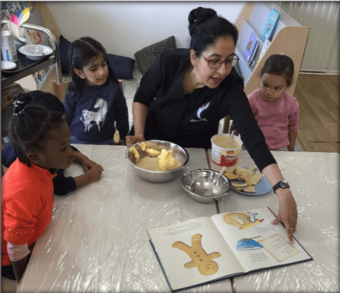 teacher-teach-kids-how-to-make-gingerbread-man