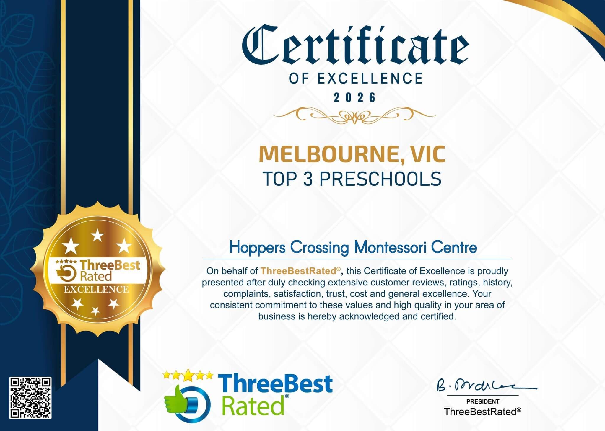 certificate of excellence