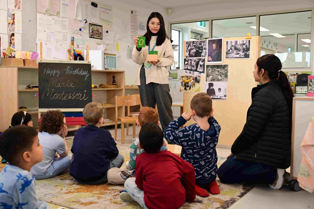Children exploring Montessori materials during Dr Maria Montessori Birthday Celebration