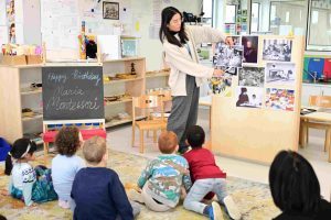 Children exploring Montessori materials during Dr Maria Montessori Birthday Celebration
